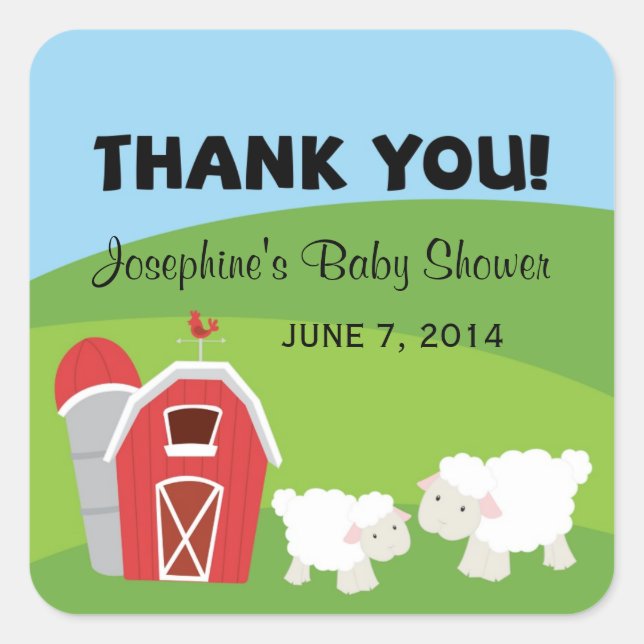 Farm Baby Shower Thank You Stickers (Front)