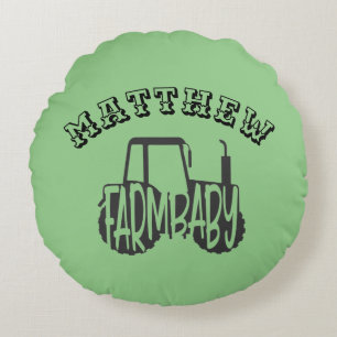 Farm Baby Tractor Word Art Personalized  Round Pillow