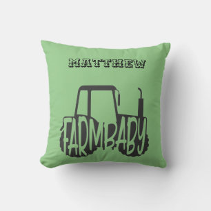 Farm Baby Tractor Word Art Personalized Throw Pillow