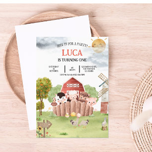 Farm Barn Animals Birthday Invitation