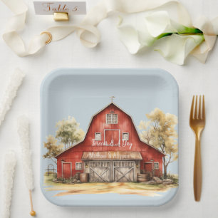 Farm Barn Animals Country Wedding Paper Plate