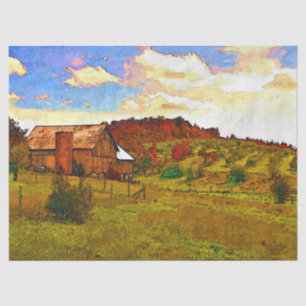 Farm Barn Autumn Decoupage Tissue Paper