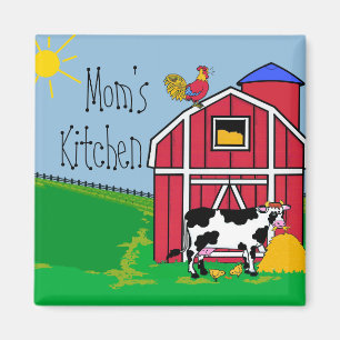 Farm Barn Rooster-Mom's Kitchen Magnet