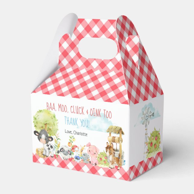 Farm Barnyard Animal Birthday Favor Box (Front Side)