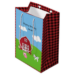 Farm Barnyard Animal Birthday Medium Gift Bag