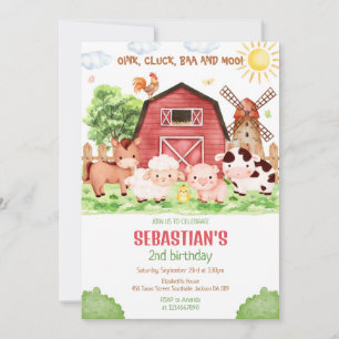 Farm Barnyard Animals Birthday Party Invitation