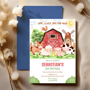 Farm Barnyard Animals Birthday Party Invitation
