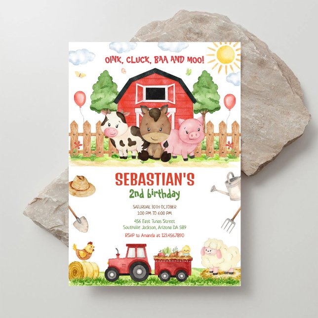 Farm Barnyard Animals Birthday Party Invitation (Creator Uploaded)