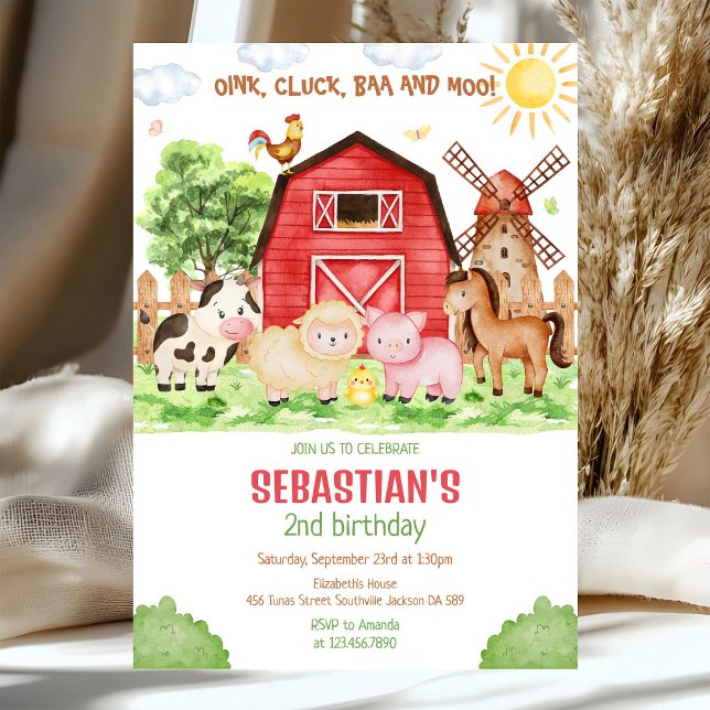 Farm Barnyard Animals Birthday Party Invitation (Creator Uploaded)
