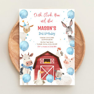 Farm Barnyard Animals Birthday Party Invitation