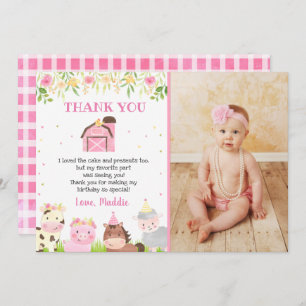 Farm Barnyard Animals Birthday Thank You Cards