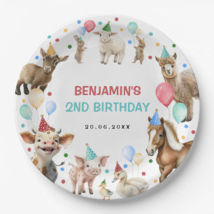 Farm Barnyard Animals Confetti Birthday Boy Paper Plate