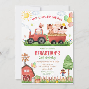 Farm Barnyard Animals Kids Birthday Invitation