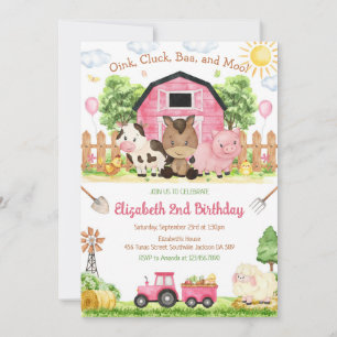 Farm Barnyard Animals Kids Birthday Invitation