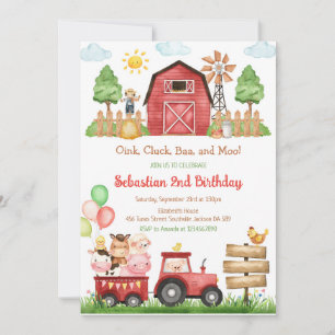 Farm Barnyard Animals Kids Birthday Invitation