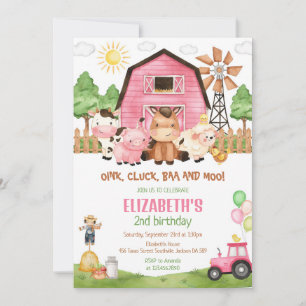 Farm Barnyard Animals Kids Birthday Invitation
