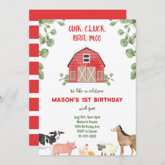 Farm Barnyard Anniversaire Fête Invitation