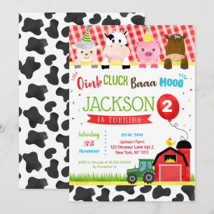 Farm Barnyard  Birthday Party Invitations