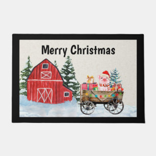 Farm Barnyard Country Christmas Door Mat