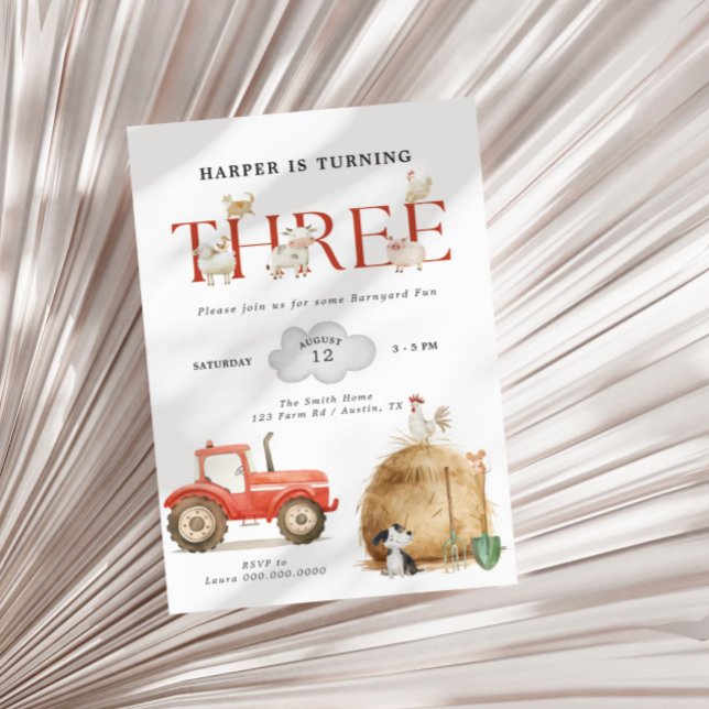 Farm Barnyard Fun Third Birthday  Invitation (Creator Uploaded)
