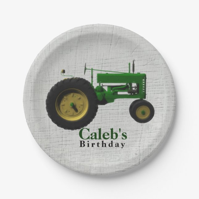 Farm Barnyard Tractor Birthday Party Custom Paper Plate (Front)