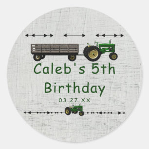 Farm Barnyard Tractor Birthday Party Favour Classic Round Sticker