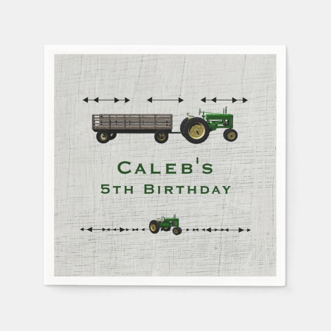 Farm Barnyard Tractor Birthday Party Favour Custom Napkin (Front)