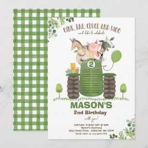 Farm Birthday Boy Old MacDonald Barnyard Party Invitation