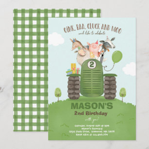 Farm Birthday Boy Old MacDonald Barnyard Party Invitation