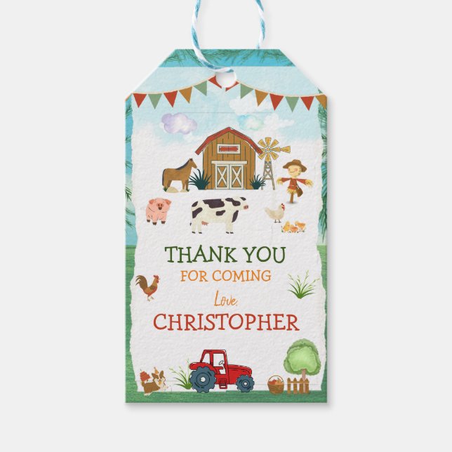 Farm Birthday Custom  Gift Tags (Front)