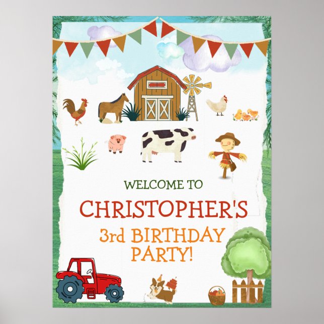 Farm Birthday Custom Welcome Sign  (Front)