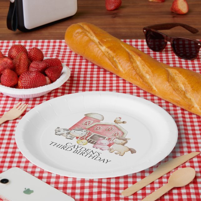 Farm birthday cute animal paper plate (Picnic)
