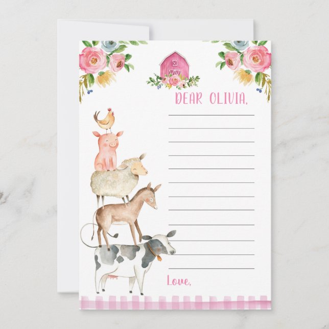 Farm Birthday Girl Barnyard Time Capsule Card  (Front)