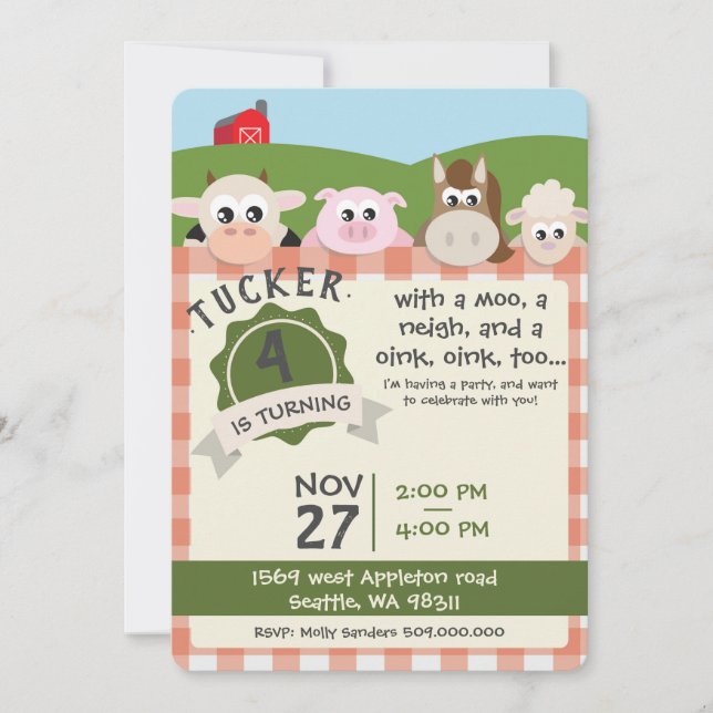 Farm Birthday Invitation (Front)