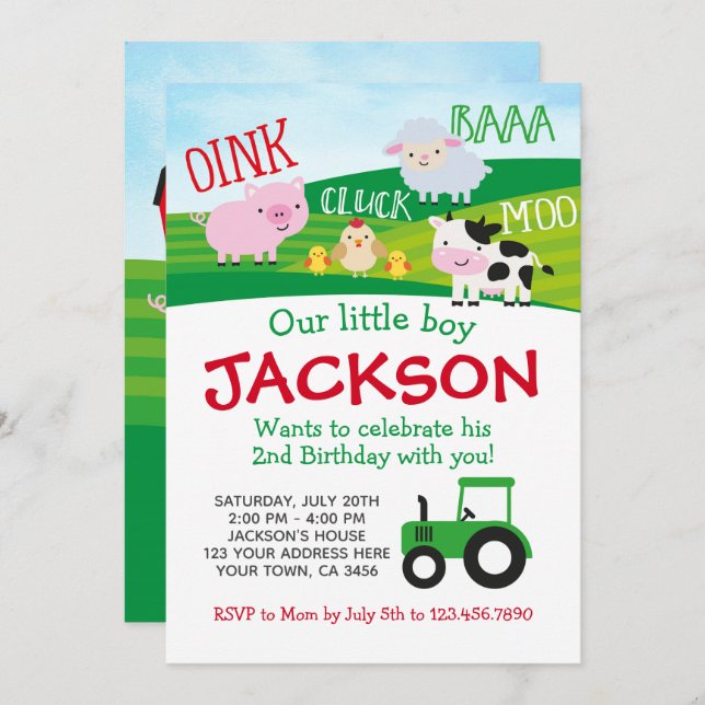 Farm Birthday Invitation (Front/Back)