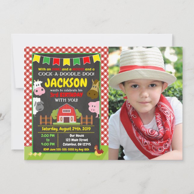 Farm Birthday Invitation / Barnyard Party (Front)