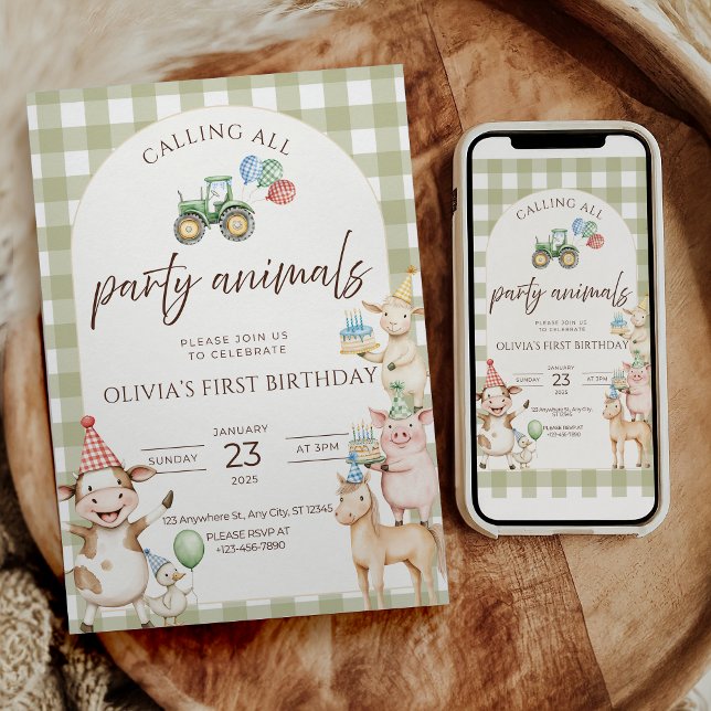 Farm Birthday Invitation Barnyard Party Invite (Créateur téléchargé)