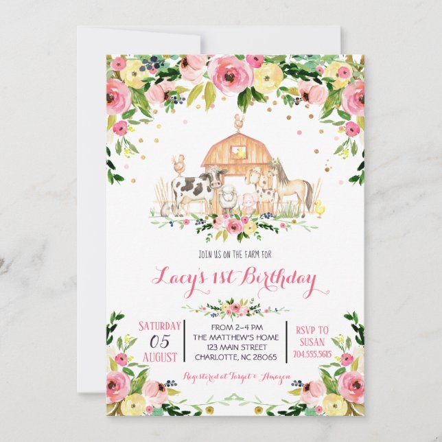 farm Birthday Invitation, farm birthday invitation (Front)