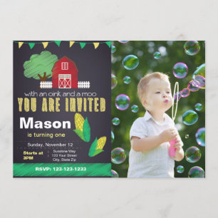 Farm Birthday Invitation with photo