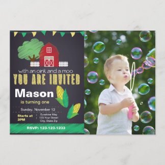 Farm Birthday Invitation with photo