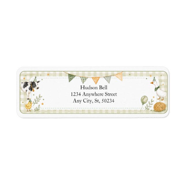 Farm Birthday Party Return Address Label (Front)