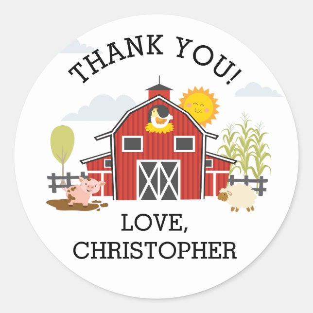 Farm Birthday Party Sticker (Front)