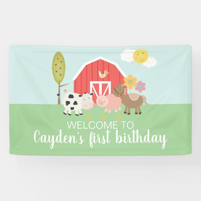Farm birthday party welcome sign banner (Horizontal)