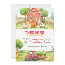 Farm Birthday Party With Cute Animals Invitation