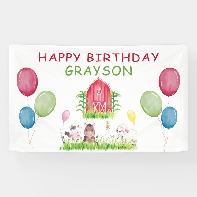 Farm Birthday Personalized Banner (Horizontal)