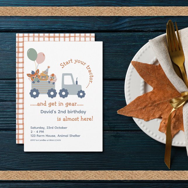 Farm Birthday Tractor Invitation (Farm Animals Birthday Invitation Tractor)