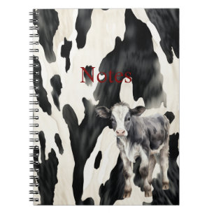 Farm Black White Cow  Notebook