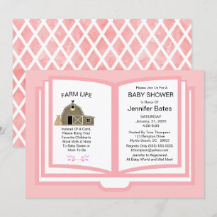 Farm Book Theme Baby Girl Shower Invitation