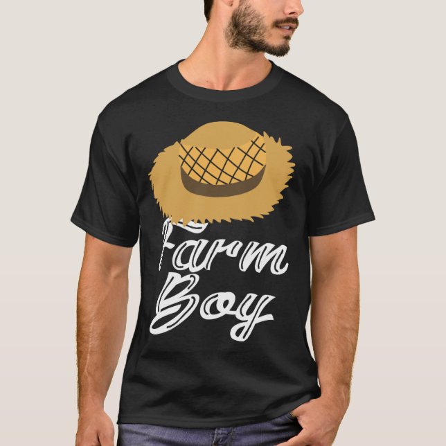 Farm Boy Farmer s Straw Hat Graphic T-Shirt (Front)