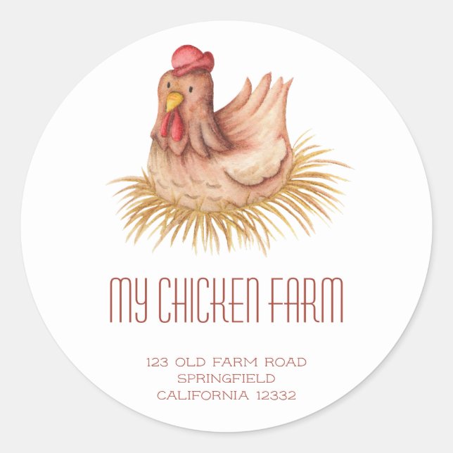 Farm business stickers with a hen (Front)